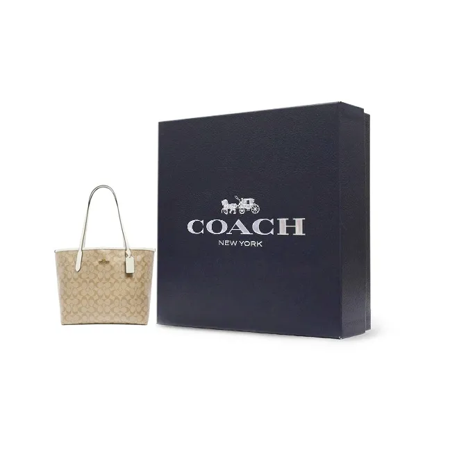 Женская сумка шоппер Coach City 33 Monogram Tote Hand Bag Canvas Women's Khaki White