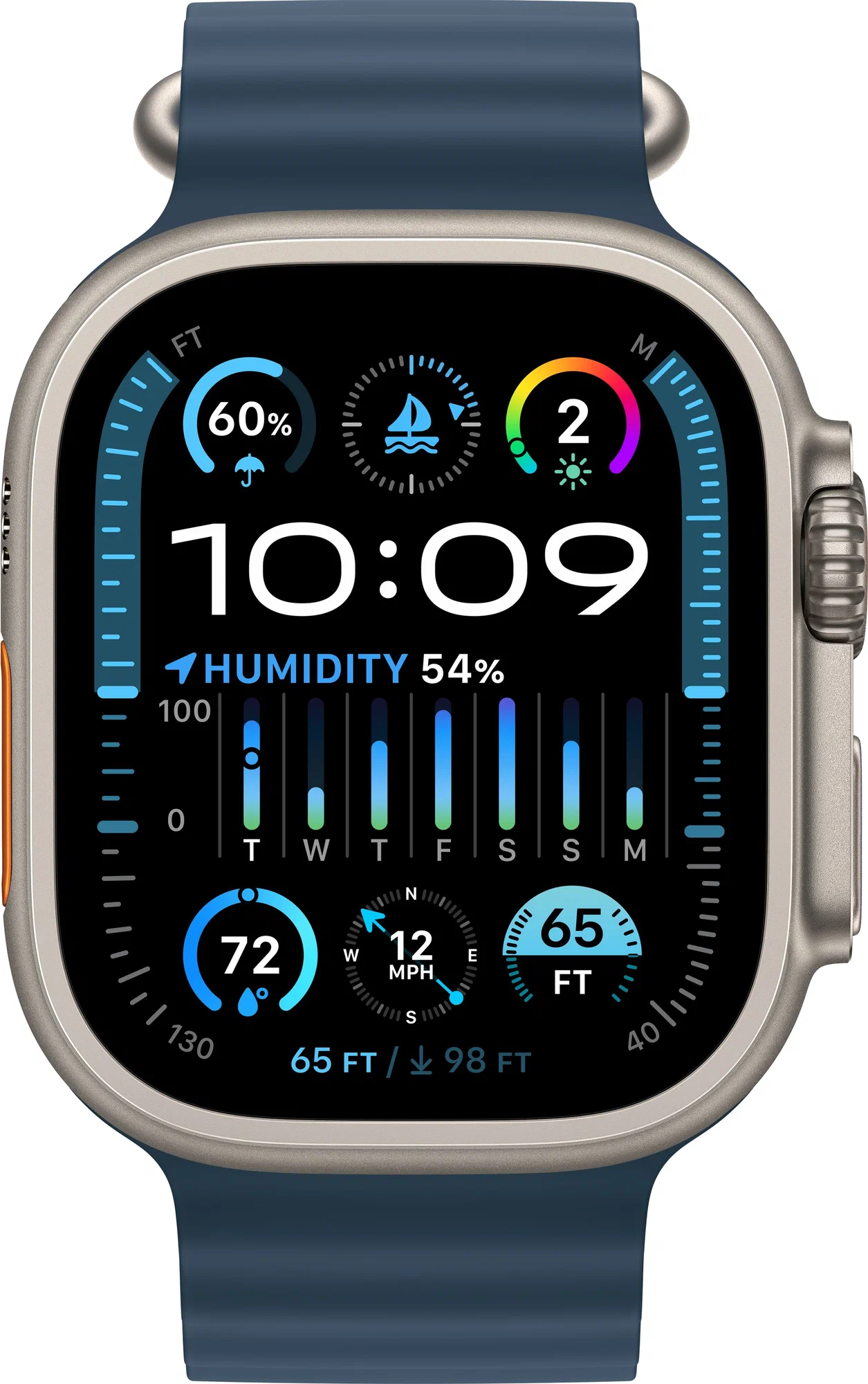 Умные смарт-часы Apple Watch Ultra 2, 49мм, GPS+Cellular, Titanium Case, Blue Ocean Band