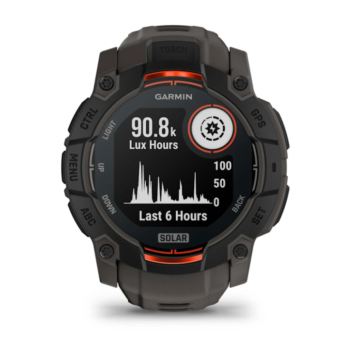 Умные смарт-часы Garmin Instinct 3 Solar, 50 mm, GPS, Black with Charcoal Band