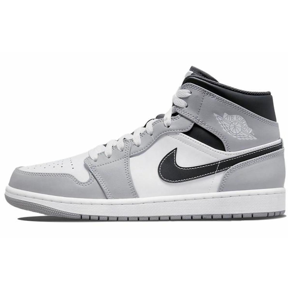 Мужские кроссовки Air Jordan 1 Mid "Light Smoke Grey"  Grey/White/Black