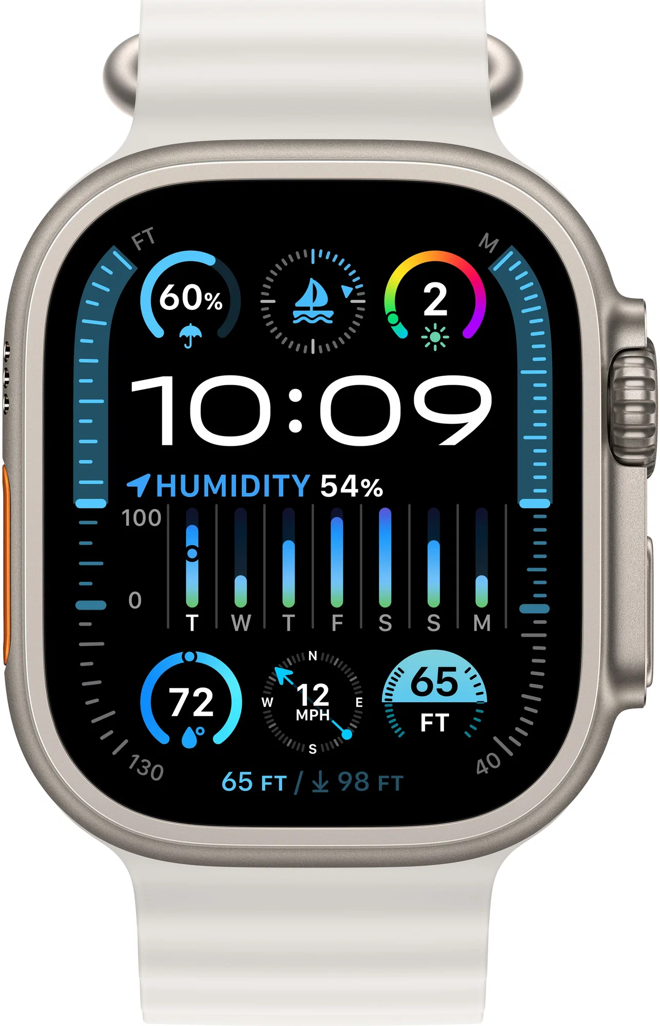 Умные смарт-часы Apple Watch Ultra 2, 49мм, GPS+Cellular, Titanium Case, White Ocean Band