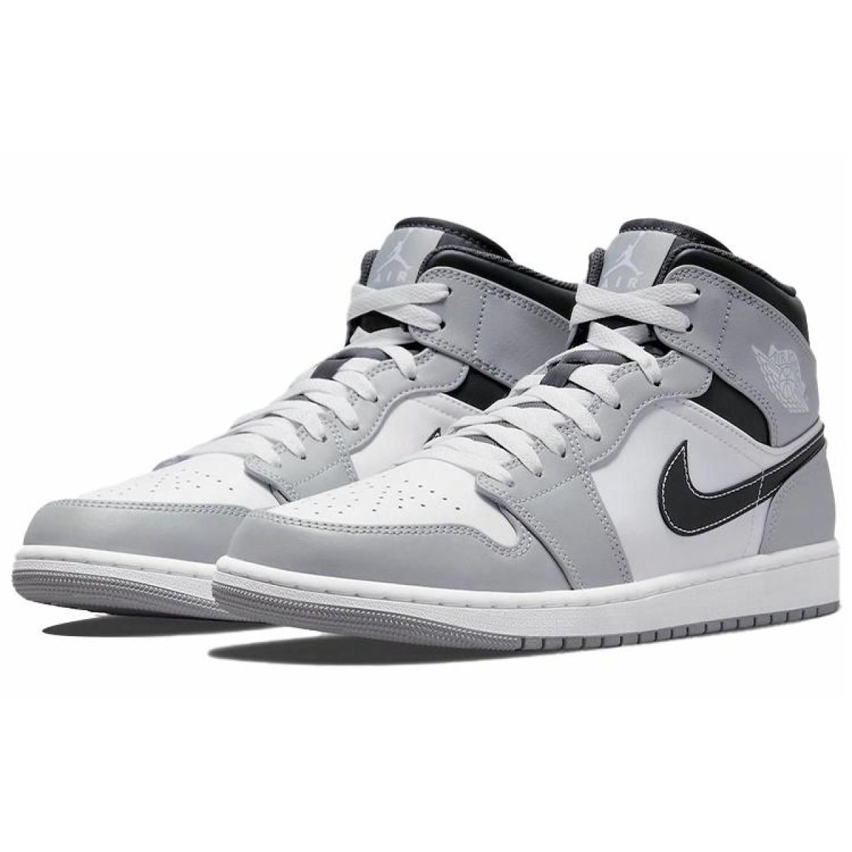 Мужские кроссовки Air Jordan 1 Mid "Light Smoke Grey"  Grey/White/Black
