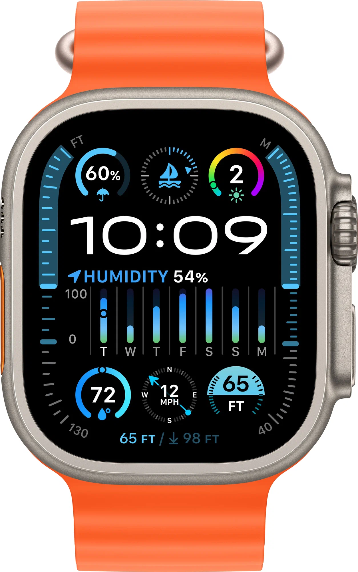 Умные смарт-часы Apple Watch Ultra 2, 49мм, GPS+Cellular, Titanium Case, Orange Ocean Band