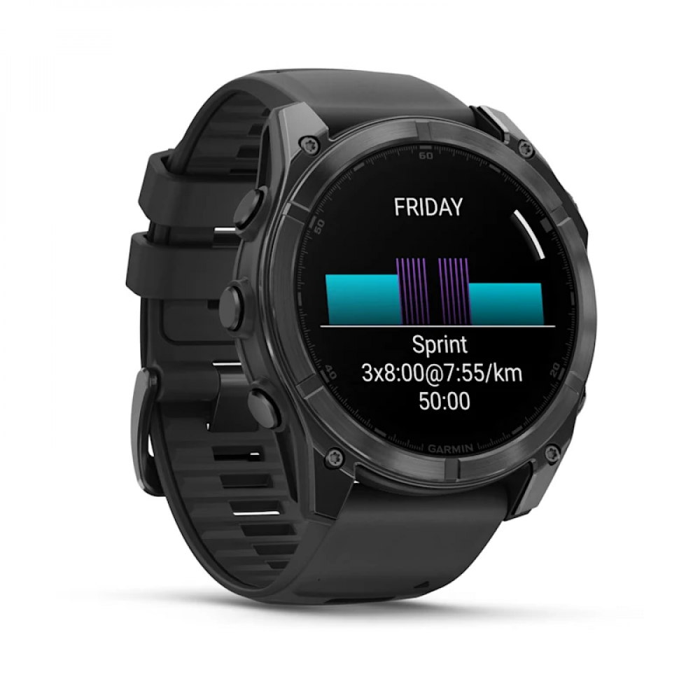 Умные смарт-часы Garmin Fenix 8, 47 mm, NFC, GPS, Black/Pebble Gray Silicone Band