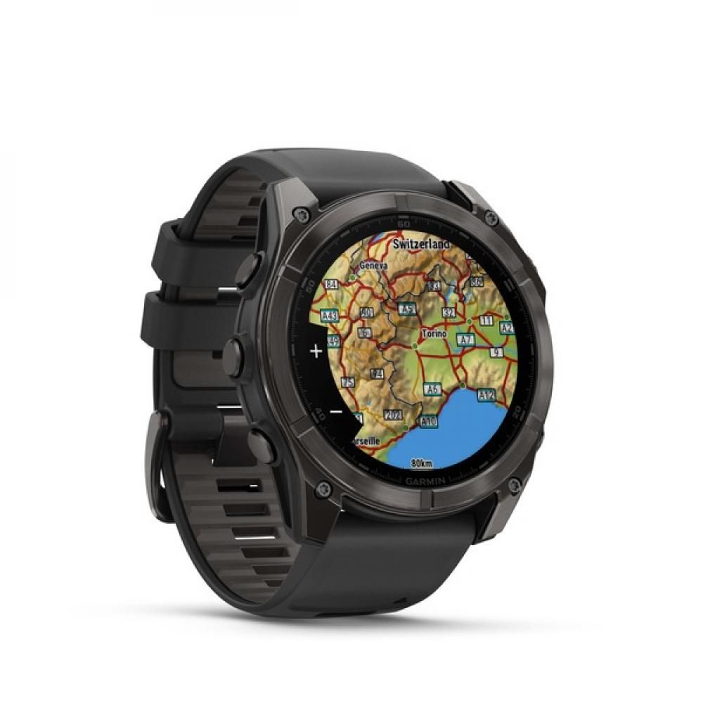 Умные смарт-часы Garmin Fenix 8, 51 mm, NFC, GPS, Sapphire Carbon Gray DLC Titanium Black/Pebble Gray Silicone
