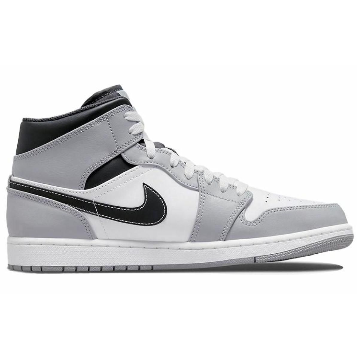 Мужские кроссовки Air Jordan 1 Mid "Light Smoke Grey"  Grey/White/Black
