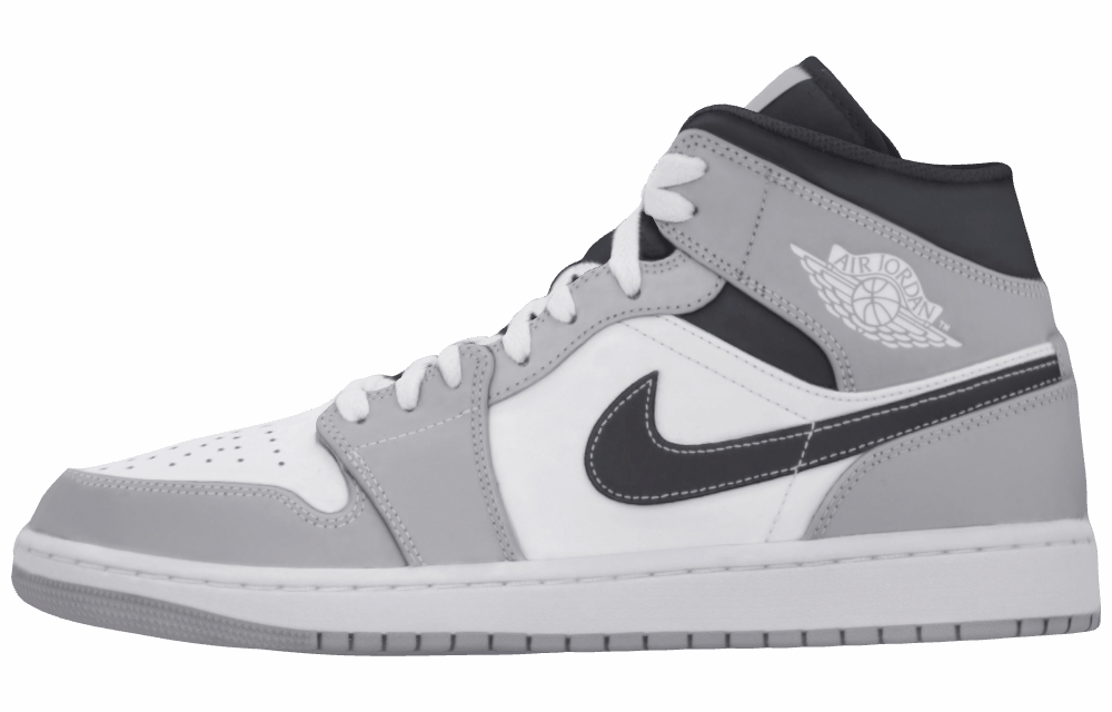 Мужские кроссовки Air Jordan 1 Mid "Light Smoke Grey"  Grey/White/Black