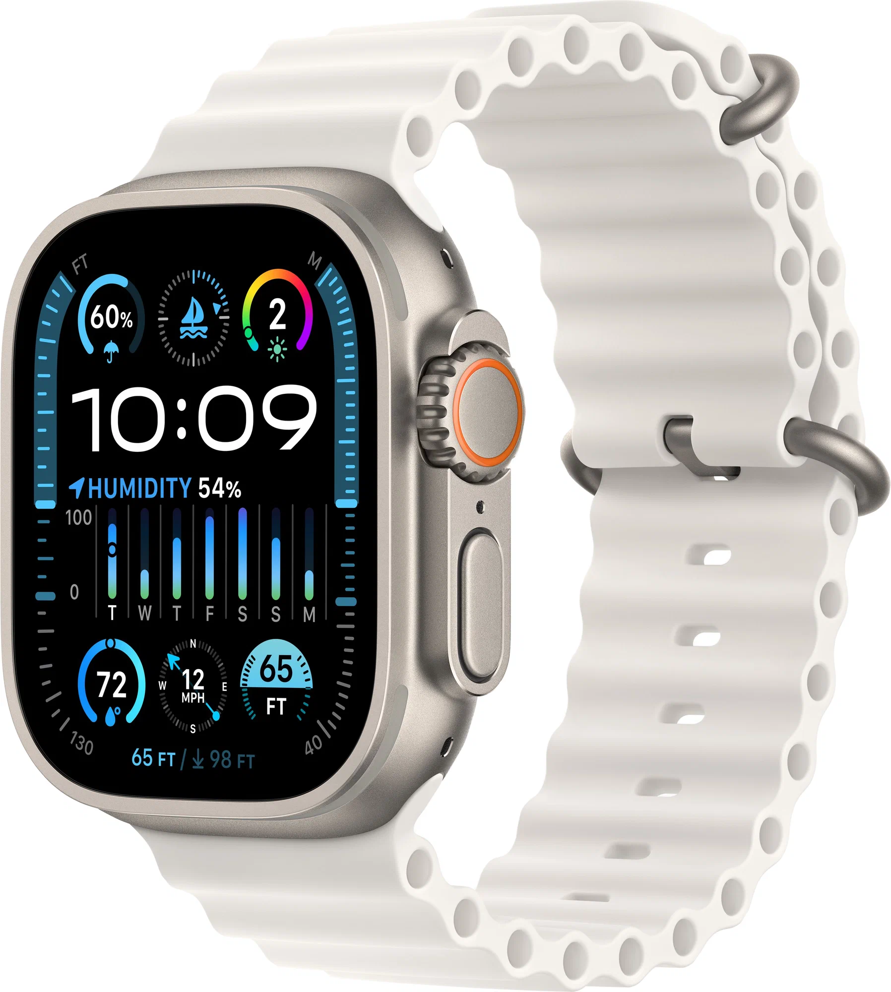 Умные смарт-часы Apple Watch Ultra 2, 49мм, GPS+Cellular, Titanium Case, White Ocean Band