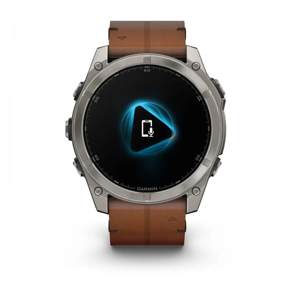 Умные смарт-часы Garmin Fenix 8, 47 mm, NFC, GPS,  Sapphire Bare Titanium Black With A Chestnut Leather Band Plus A Graphite Silicone Band